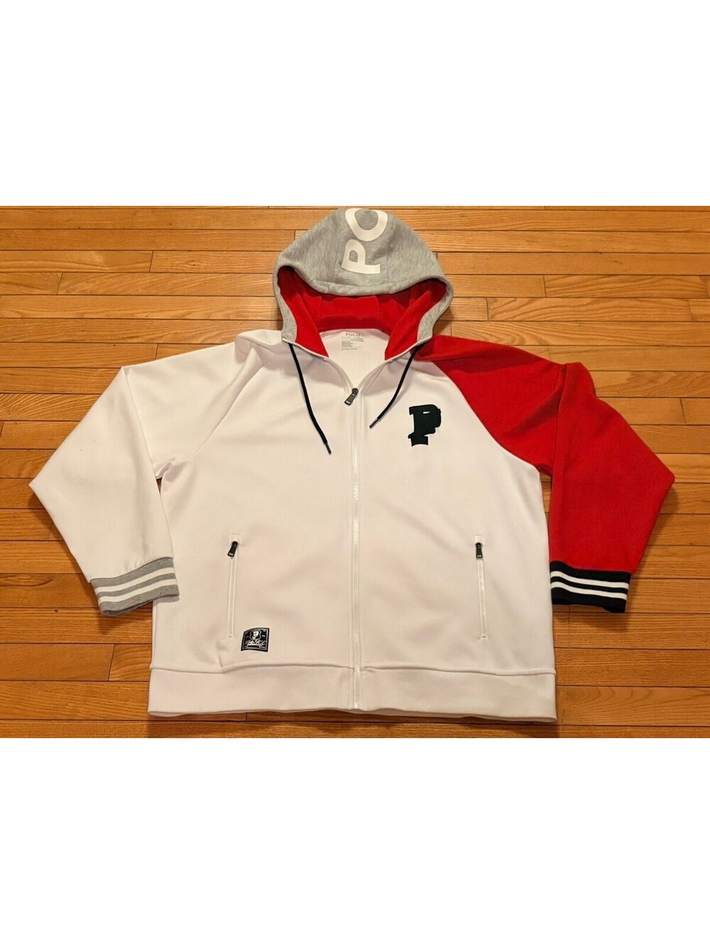 Polo Ralph Lauren P Wing Performance Stadium Full Zip Hoodie Size XL Red White
